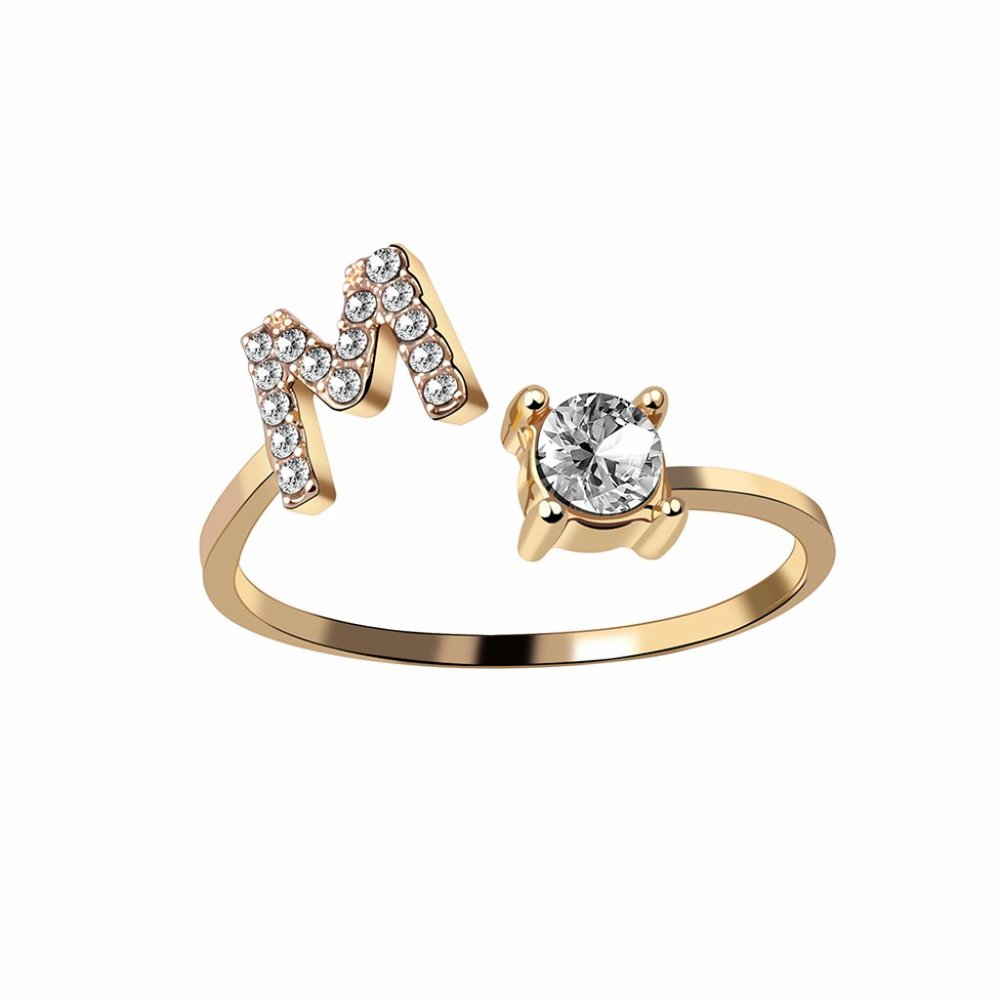 Fashion 26 Initial Letter Ring Silver Color Personality Finger Rings